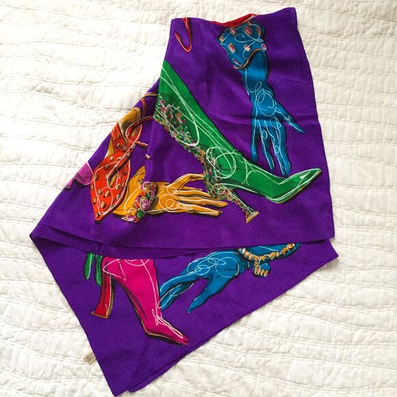 Vintage Anne Klien Silk Scarf | Fashion Illustration - Picture 2 of 7